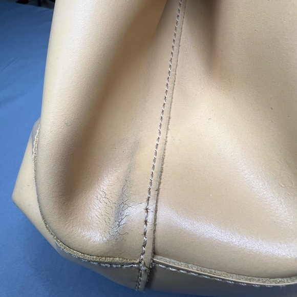 J.Crew Natural Leather Tote Bag Brown Patina Well Loved - Picture 3 of 13